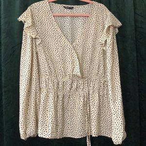 Dotted smoked waist blouse